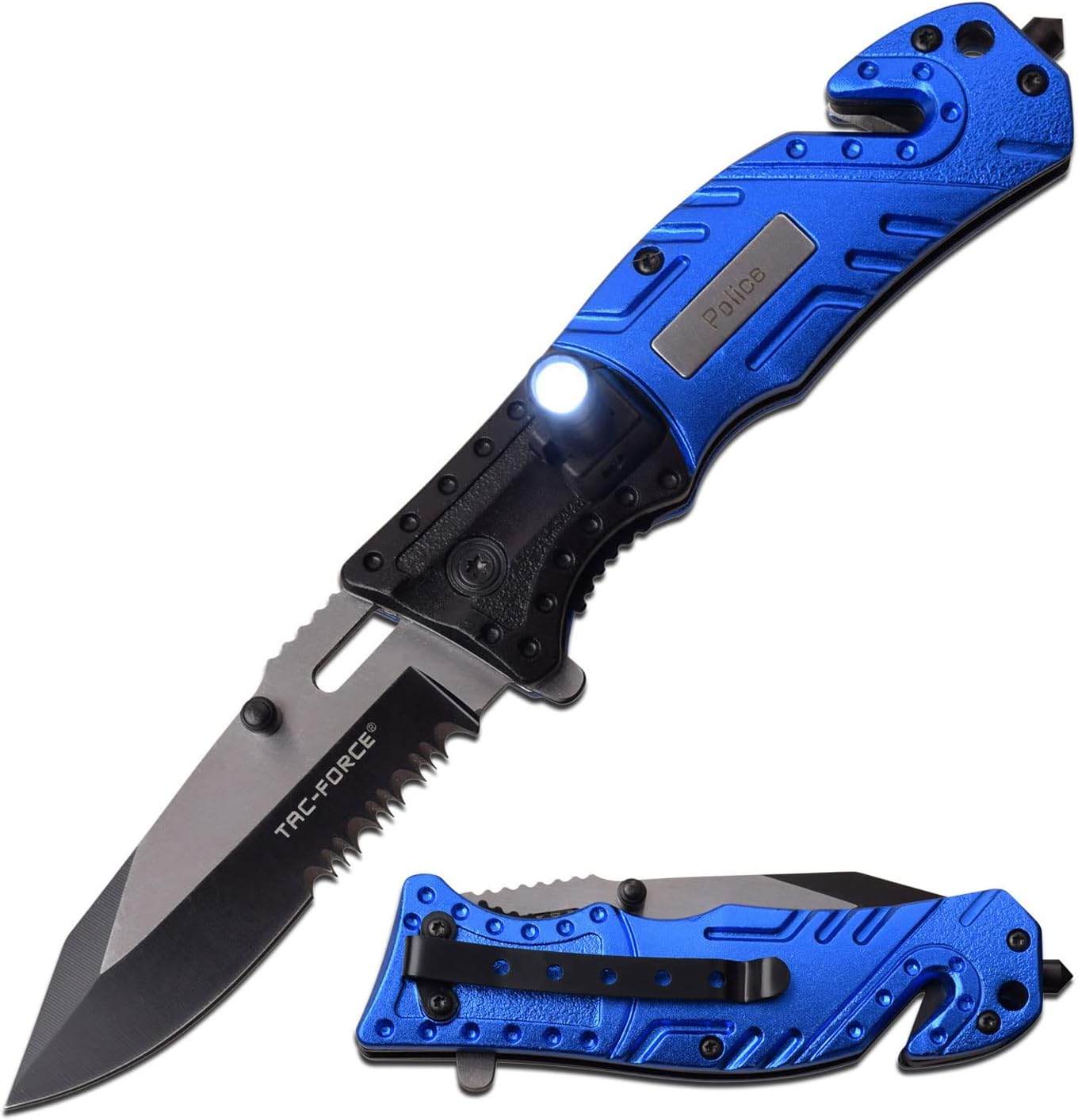 MTECH USA TAC Force TF-835 Series Spring Assist Folding Knife, Two-Tone Half-Serrated Blade, 4.5-Inch Closed