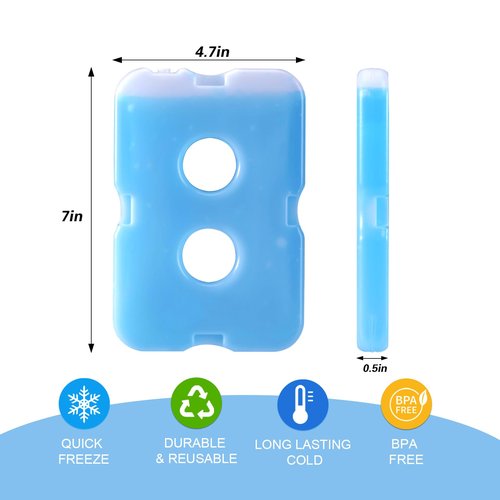 TOPOKO Ice Packs for Lunch Bags, Cooler, Freezer Packs for Lunch Box, Cooler Bag, Slim Reusable & Long-Lasting, BPA-Free, Quick Freeze, Perfect for Picnic, Camping, Beach, Outdoor Sports (4 pack blue)