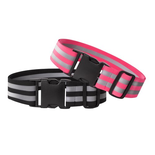 Little World Reflective Belt, Reflective Running Gear Elastic Reflective Sash (2, Pink, Black)