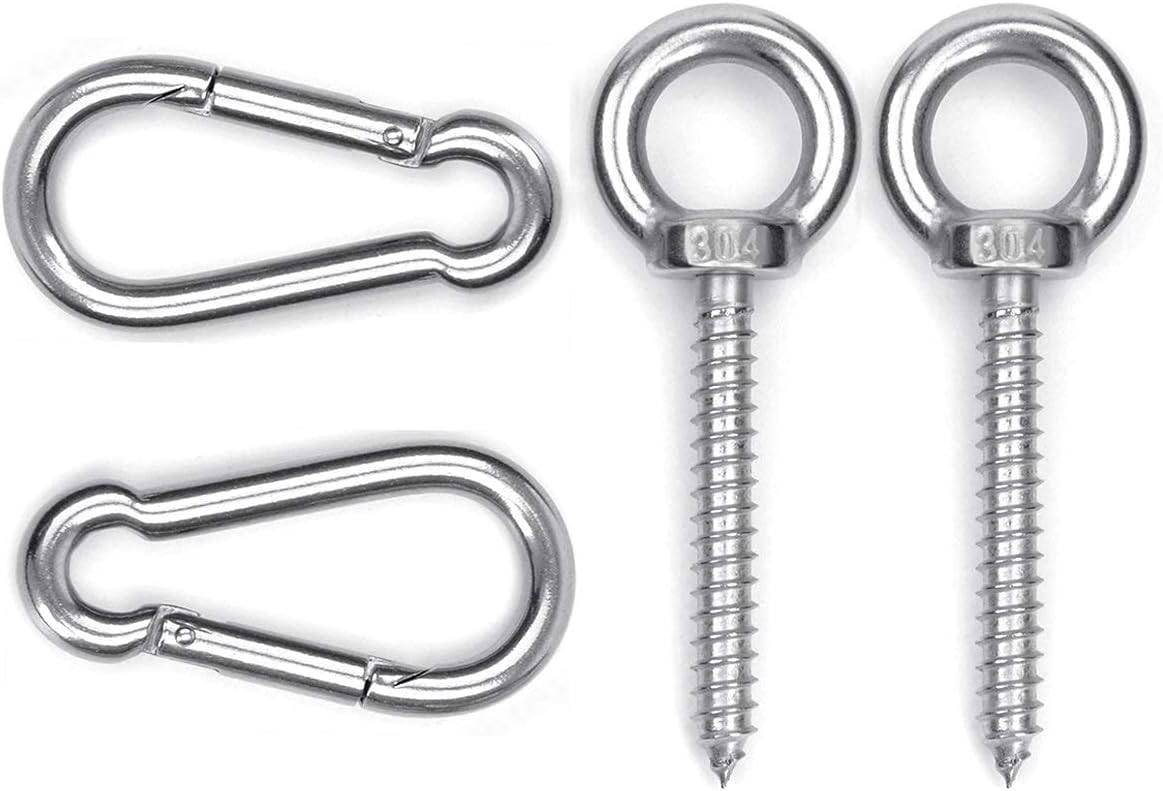 Hammock Hanging Kit, Load Capacity 1400 LBS, Stainless Steel Hooks Heavy Duty Carabiner Set for Hammock Yoga Swing Chair Hook for Indoor, Outdoor, Wall, Trees, Porch