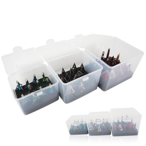 Smarkey Broadhead Box, Archery Storage Case, Arrow Head Organizer Holder Arrowheads, Arrow Tips Case, Hunting Accessory Hold (12+15+20pcs) Broadheads (Cases Only)