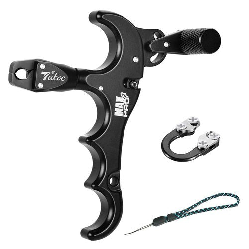 Tatoc Bow Release Thumb Archery 360° Rotatable Thumb Release for Compound Bow 4 Finger Release-Bow Trigger (Black)