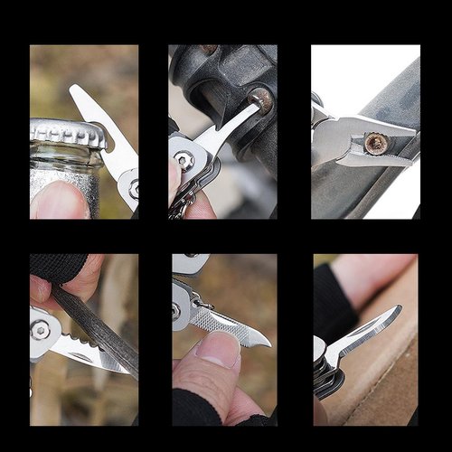 Small Multitool Pliers,Outdoor Pocket Multitools Mini Pliers,Best Gifts for Mens, Boys, Birthdays, Christmas, Friends, 15 In 1 Stainless Steel Accessible Tools(Grey)