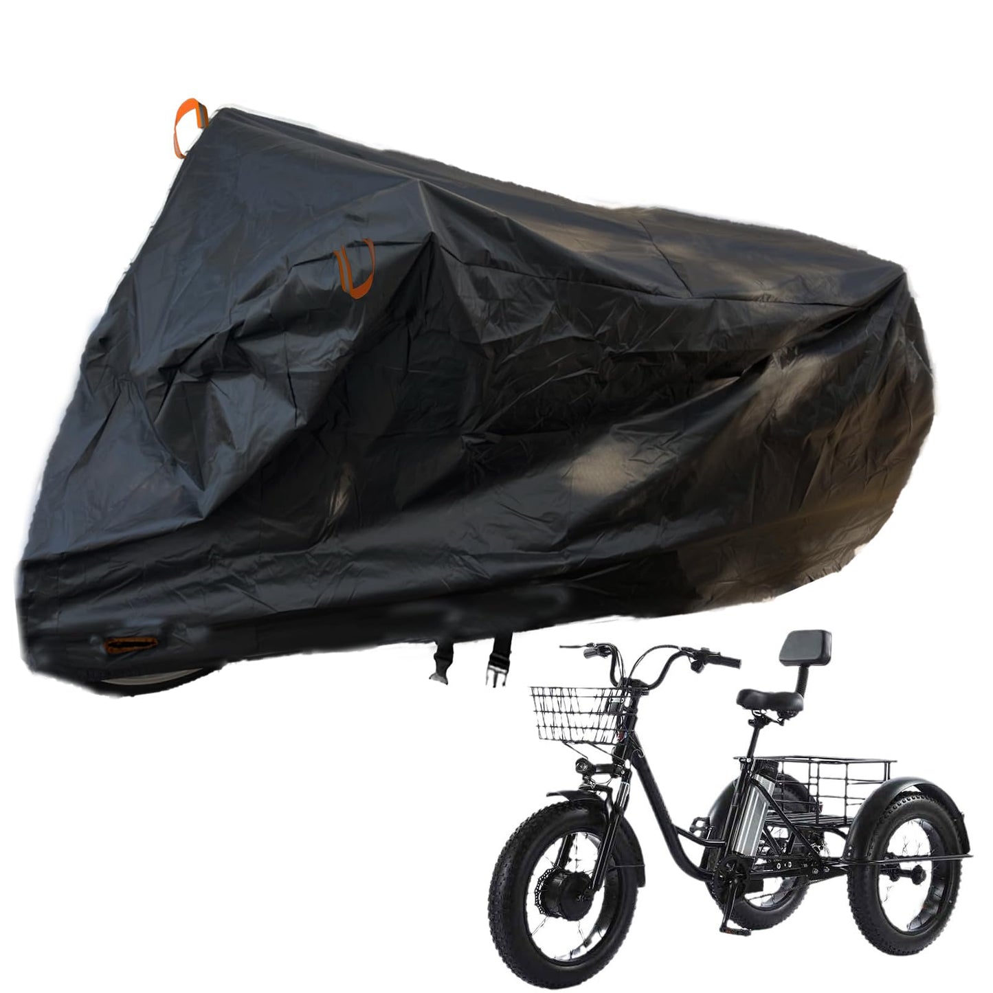 Adult Electric Tricycle Cover,3 Wheel Bike Covers,600D Heavy Duty Outdoor Windproof Waterproof Recumbent Bike Cover,Dustproof Trike Bicycle Bike Covers