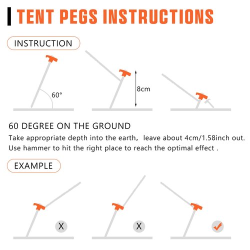 Shimeyao 10" Tent Stakes Camping Heavy Duty Stakes Bulk Metal Ground Pegs Camping Spikes Galvanized for Outdoor Pitching Canopy(Orange,200 Pcs)