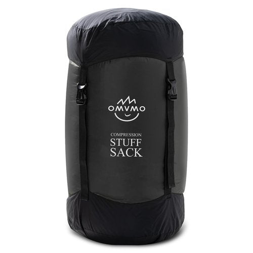 OMVMO Sleeping Bag Stuff Sack, 11L/18L/30L/45L/52L Water-Resistant Compression Sack,Anti-Tear Ultra Light Nylon Storage Bag，Black/Yellow/Orange/Dark Blue/Dark Green/Sky Blue (Black, L/32L)