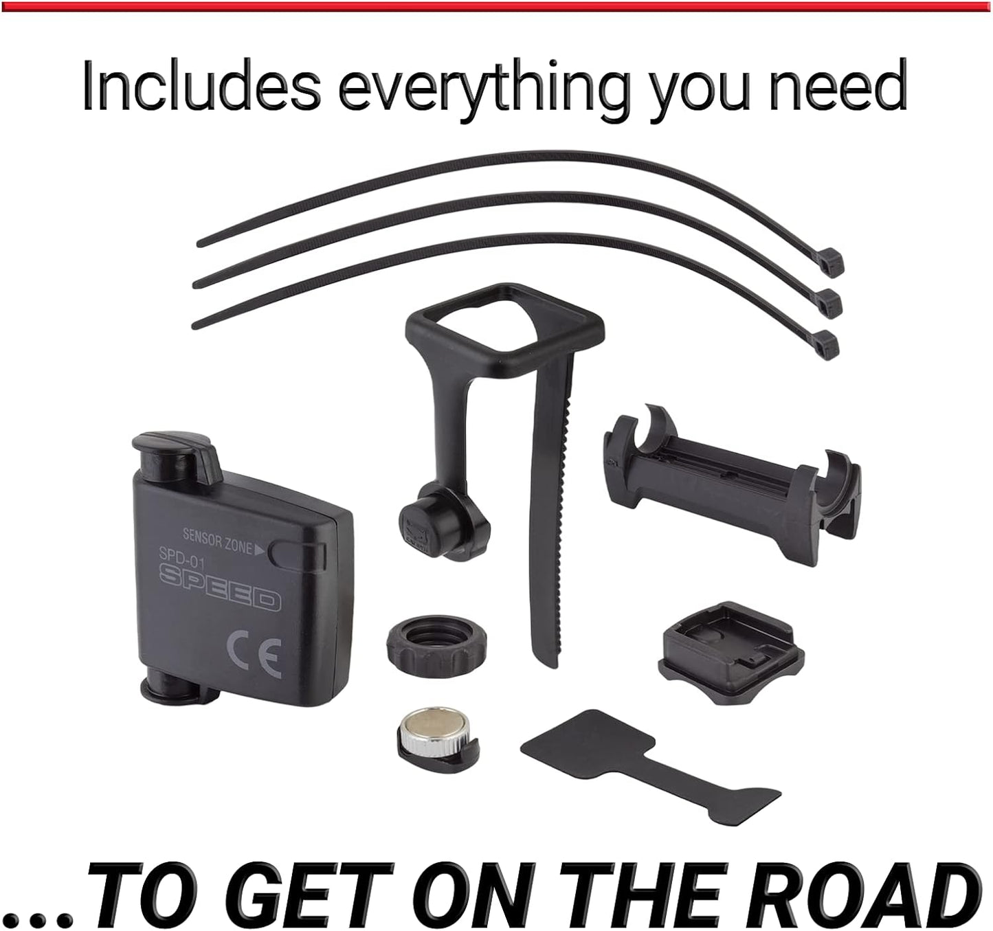 CATEYE Padrone Wireless Bike Computer – Oversized Display Cyclocomputer, Wireless Speedometer & Odometer, FlexTight™ Mount, Auto Start/Stop, Programmable Odometer