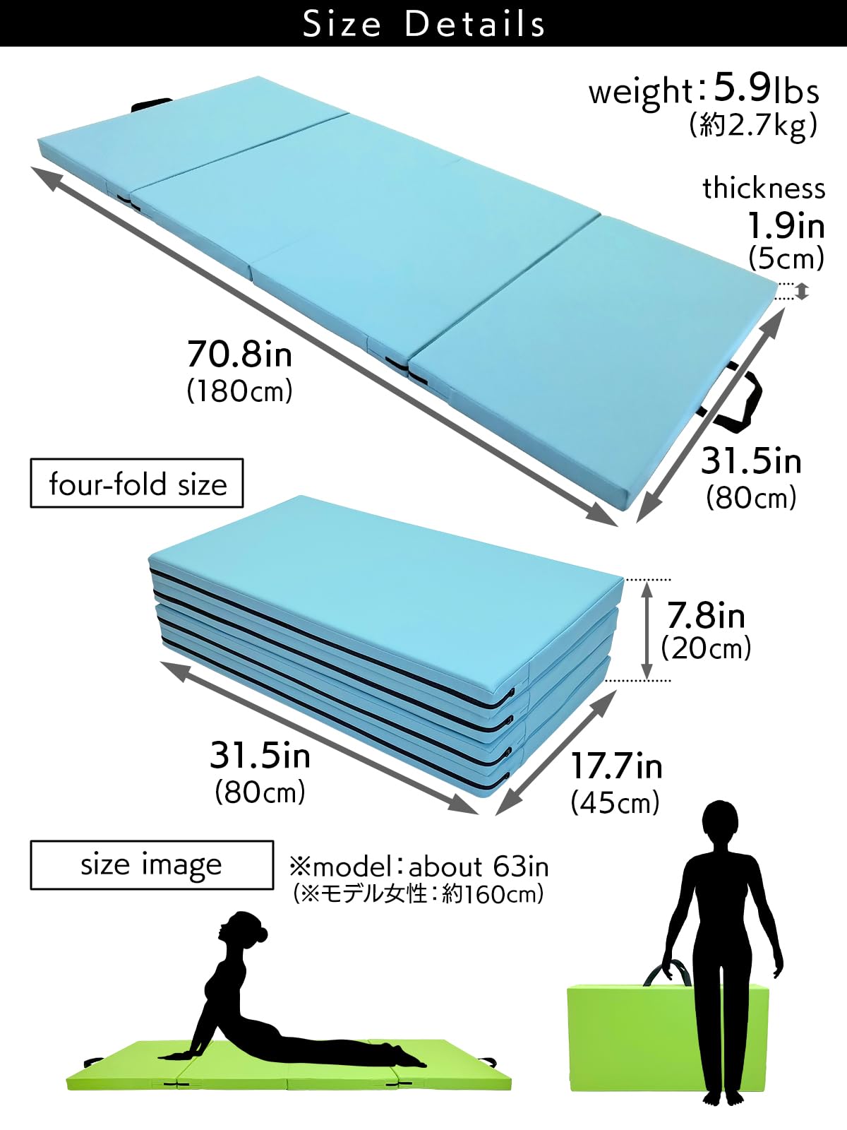 KaRaDaStyle Gymnastics Mat 4-Folding Stretch Mats 71"x31"x2" Exercise Muscle Training Children Play Horizontal Bar Mat Yoga Sports Soundproof Home Use (Yellow/4-fold)