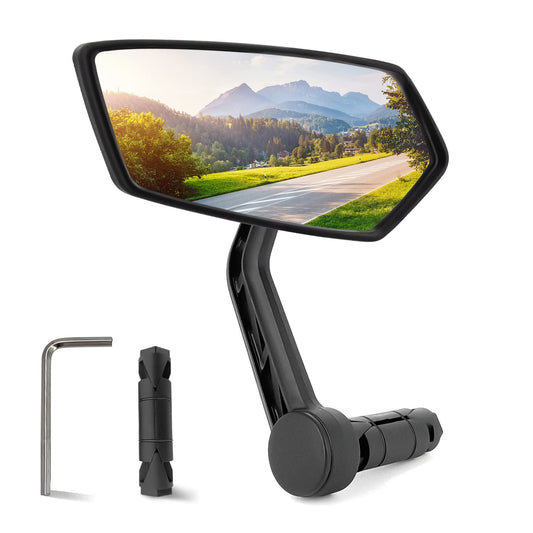 Arkham Bike Mirror for 0.59-0.65" Diameter Handlebar HD Bar End Bicycle Mirror Thickened Auto-Grade Glass for Handlebar Rearview Mirror Essential Bike Tool for Bicyclists E-Bike (Left)