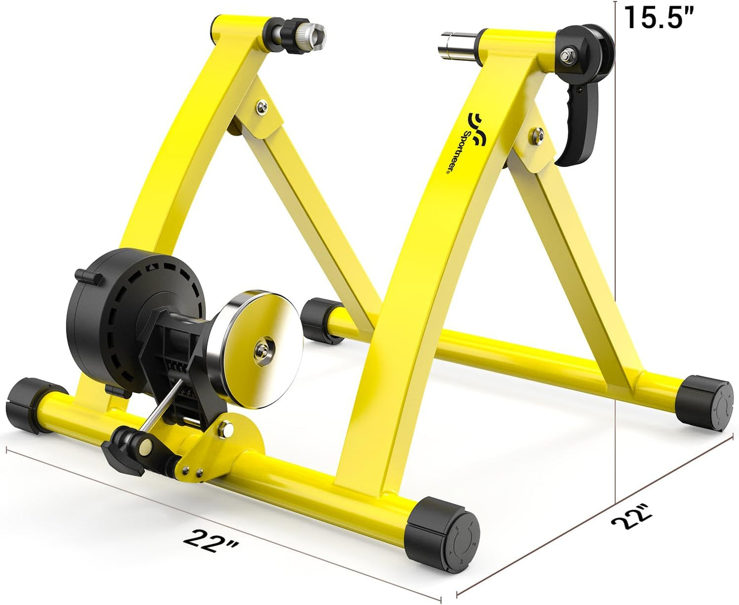 Sportneer Bike Trainer - Magnetic Stationary Bike Stand for 26-28" & 700C Wheels - Adjustable 6 Level Resistance Bike Trainer Stand for Indoor Riding with Quick Release Lever & Front Wheel Riser Block