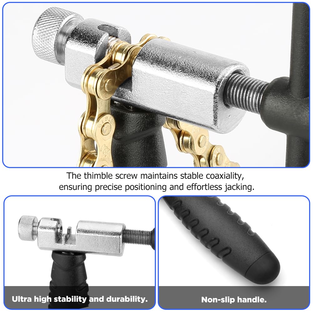 A AKRAF Professional Bike Chain Repair Tool Kit with Chain Breaker Splitter, Bike Link Plier, Chain Wear Indicator Checker, 4 Pairs Bicycle Missing Links for 6-12 Speed and Single Speed Chain