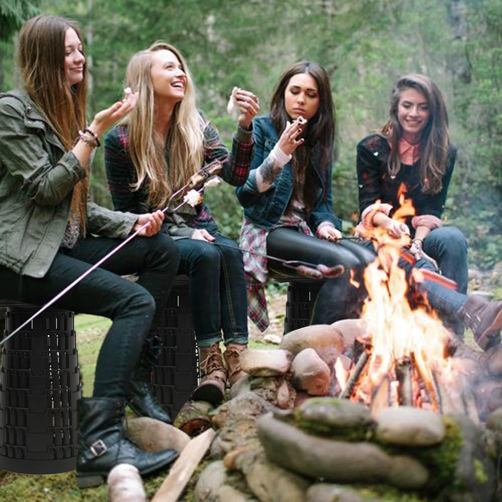 JAEMEYEM 2025 Collapsible Stool Chair, Max 660lb Upgraded Folding Stool, Lightweight, Sturdy, Adjustable, Portable, Foldable Seat Stools for Outdoor Camping Fishing Hiking BBQ