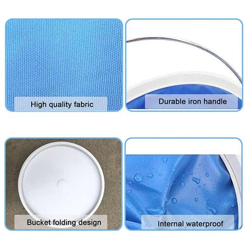 Collapsible Bucket with Storage Case,13L Durable Pop Up Water Bucket for Car Washing, Camping Fishing, Boating or Other Outdoor Activities, Foldable Bucket (Blue)
