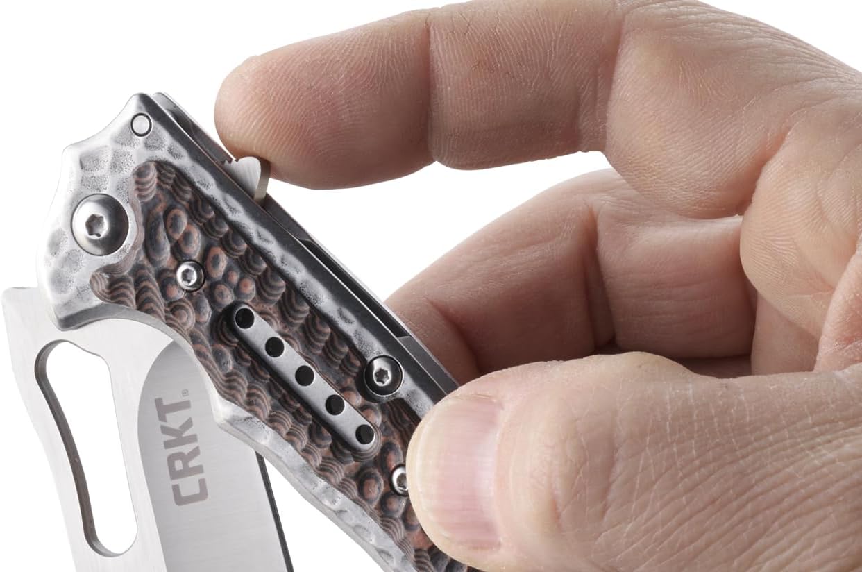 CRKT Fossil Folding Pocket Knife: Compact Stainless Steel Plain Edge EDC Folder with Frame Lock, Everyday Carry Knife, Satin Blade Finish 5460, Brown