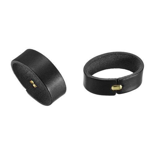 uxcell 2Pcs Leather Belt Loop Keepers, 11.5cm Outer Girth Belt Strap Ring Buckle for DIY Craft Bag Belt Fixing (Black)