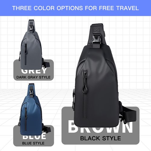 YWOTF Lightweight Sling Bag Waterproof crossbody Sling Backpack bag Cycling and hiking with USB charging port for Men Women (Grey)