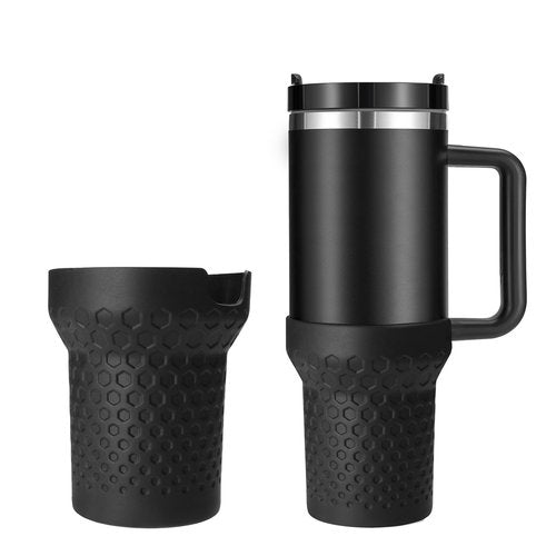 Thxbag Silicone Boot for Stanley Cup 40oz, Black Boot Sleeve Cover Fit with Stanley H2.0 and Quencher Adventure Tumbler Accessories (Black, 40 oz)