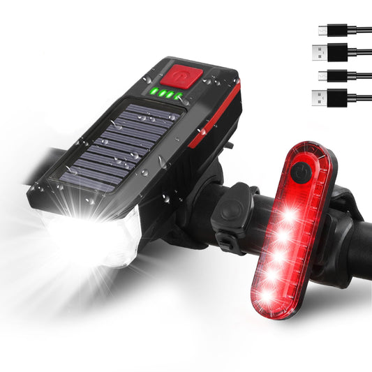 SODPE Bike Lights Front and Back, Super Bright Bicycle Lights for Night Riding, Upgrade Waterproof Solar and USB Rechargeable LED Bicycle Lights Headlight and Taillight IPX4 Waterproof for Men Women