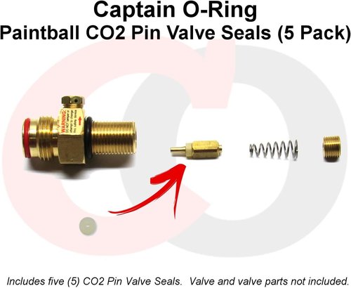 Captain O-Ring - CO2 Internal Pin Valve Seals for Screw-in Paintball Tanks - 9oz, 12oz, 20oz Tanks (5 Pack)