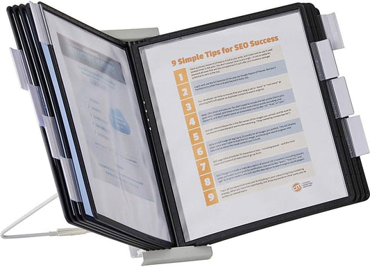 Durable InstaView 10-Section Desktop Reference System, Black