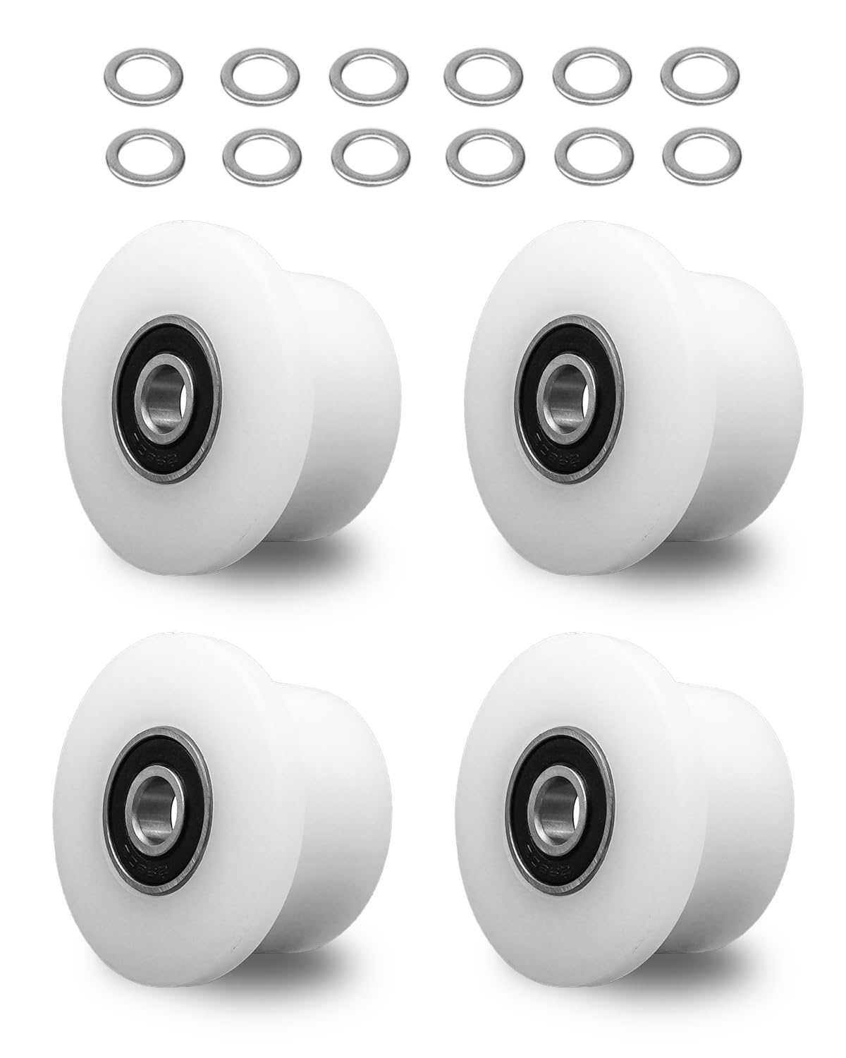 4 Pcs Machined Wheels/Rollers for Total Gym with 12 Gasket Fit for 1000 1100 1400 1500 1600 1700 1800 1900 Achieve Force Gold Max Pro Supra Supreme Ultima Ultra XLI Platinum and Plus Etc. 5/16”