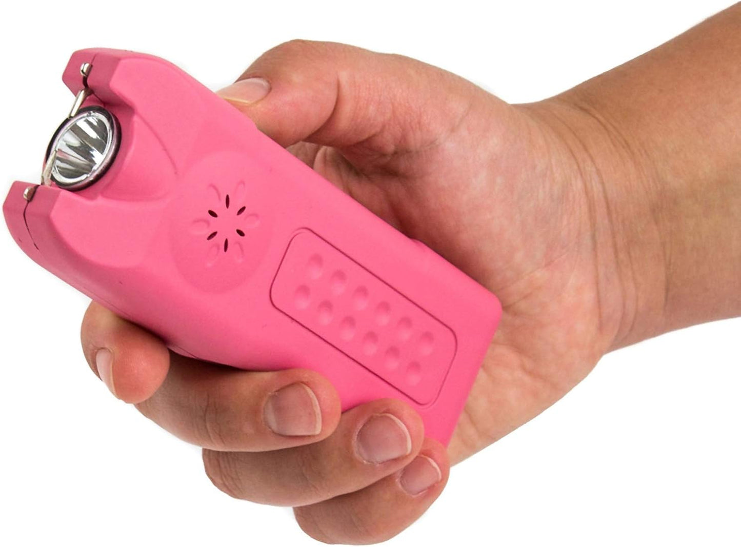 POLICE Stun Gun for Self Defense 628 – High Voltage Mini Rechargeable with LED Flashlight & Siren Alarm – Compact & Heavy Duty – Personal Security for Women – Pink