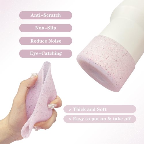WORBSS Glitter Silicone Boot for Stanley Tumbler 20 30 40oz & Hydro Flask 18-24oz, 2.85-3.0 inch Anti Slip Bottom Cover Bumper Sleeve Accessories for Water Sport Bottles Personalized Identification