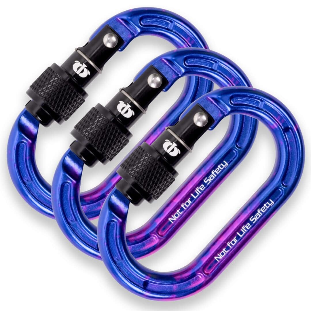 Omega Pacific Micro Raider – Mini Aluminum Keylock Screw-Lok Carabiner for Throwline, Gear Mounting, and Non-PPE Use – Oval Shape, 4kN Strength, Lightweight Accessory Connector - Ultra-Violet