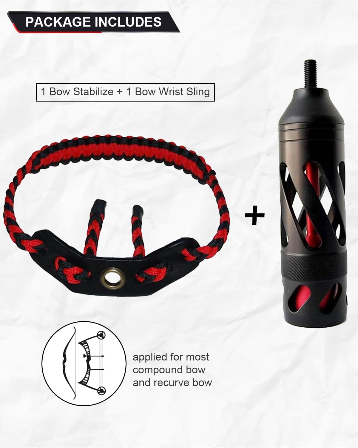 Toparchery Compound Bow Aluminum Stabilizer with Wrist Bow Sling Braided Hunting Shooting Target
