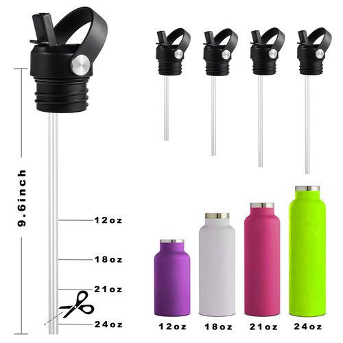 Straw Lid for Hydro Flask Standard Mouth, Lids with Strawfor Hydroflask 18 21 24 oz Standard Mouth, StrawTop for Hydro Flask, Replacement Sport Cap, Black