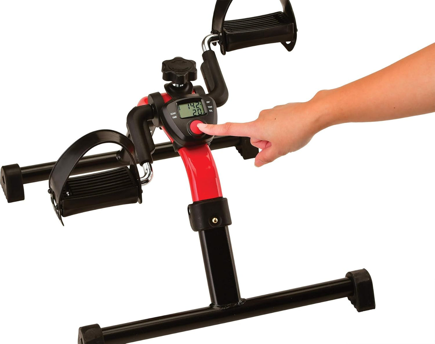 NOVA Medical Products Pedal Exerciser with Digital Display Tracker, Foldable Hand and Foot Cycle Exerciser, Great for Home, Office or Travel, Red