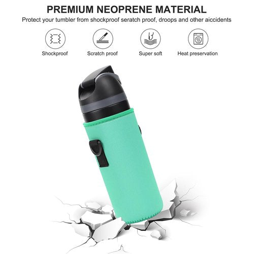 MEETI Neoprene Water Bottle Carrier Bag with Adjustable Shoulder Strap for Owala 24 OZ Tumbler, Insulated Water Bottle Cover for Owala FreeSip Insulated Water Bottle (Teal, 24 OZ)