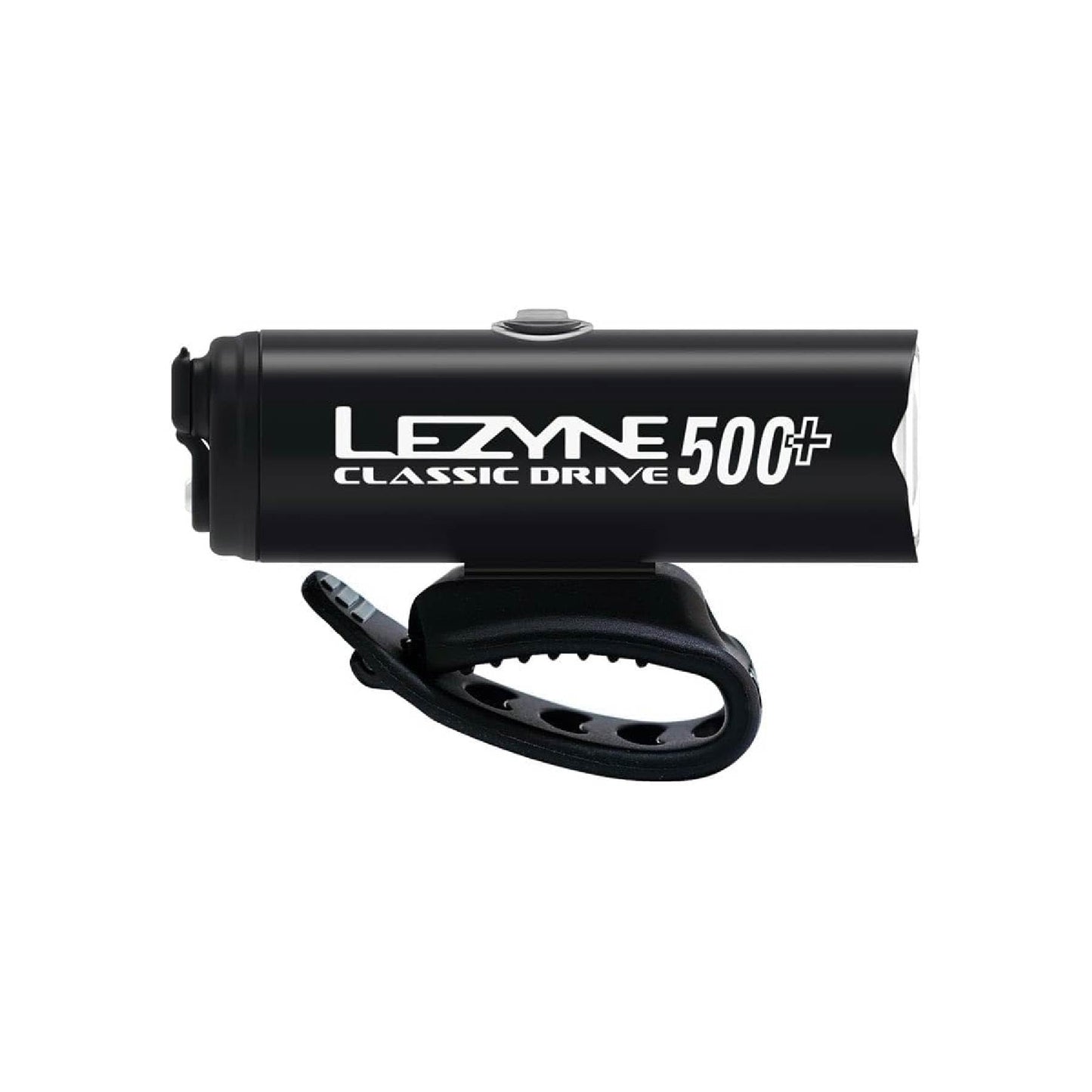 LEZYNE Classic Drive 500+ Bicycle USB-C Rechargeable IPX7 White LED Front Light w/Multiple Solid & Flash Modes | Integrated Versatile Strap Mount Compatible w/Helmets & Handlebars, Satin Black