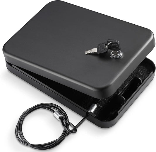 Pistol Safe, Portable Travel Gun Safe,Handgun Lock Box, Gun Safes for Cars, Black