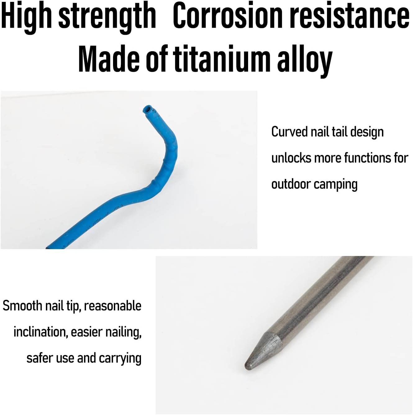TITO Titanium Shepherd's Hook Tent Stakes Tent pegs Nail pegs Dia 3.0mm and Length 165mm only 6.1G.(Pack of 6) (Silver)