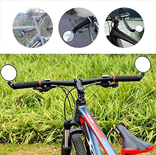 Handlebar Bike Mirrors, 1pcs HD Bicycle Rearview Mirror, Adjustable Handlebar Mounted Convex Mirror with Allen Wrench, for Mountain Road Bikes (1 Mirrors)