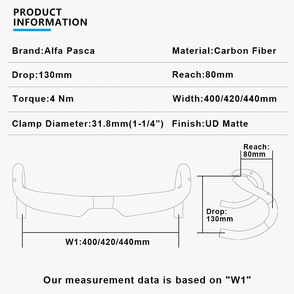Alfa Pasca Carbon Handlebars Road Bike Drop HandleBars 31.8 Canbon Areo Drop Handle Bar bike components & parts Lightweight 3K Matte 400/420/440mm