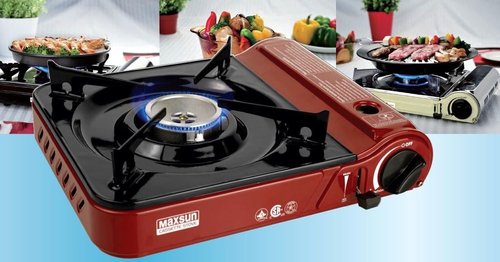 Maxsun Portable Gas Stove MS3800 (Red), 9,560BTU High Power, Camp Stove, Outdoor/Indoor, with Carrying Case