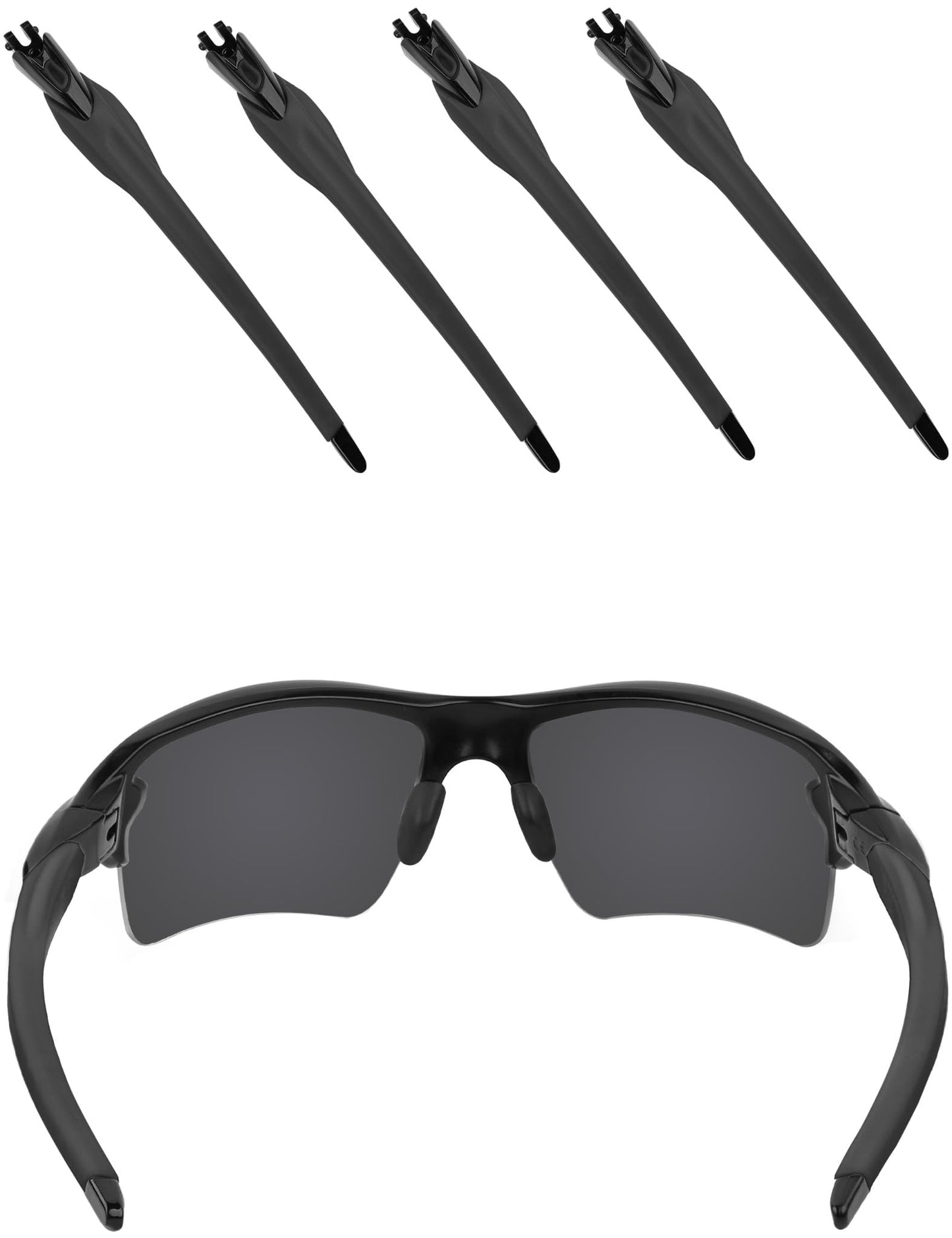 EZReplace Replacement Black Temple Arms for Oakley Flak 2.0/Flak 2.0 XL/Flak 2.0 Vented/Flak 2.0 XL Vented Sunglasses (Black+Black)