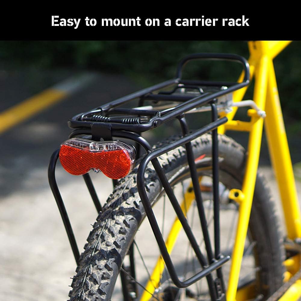 Vincita Rear Carrier Light 3 Super Bright Red LED, Quick-Release with Batteries for Bicycles & Bikes