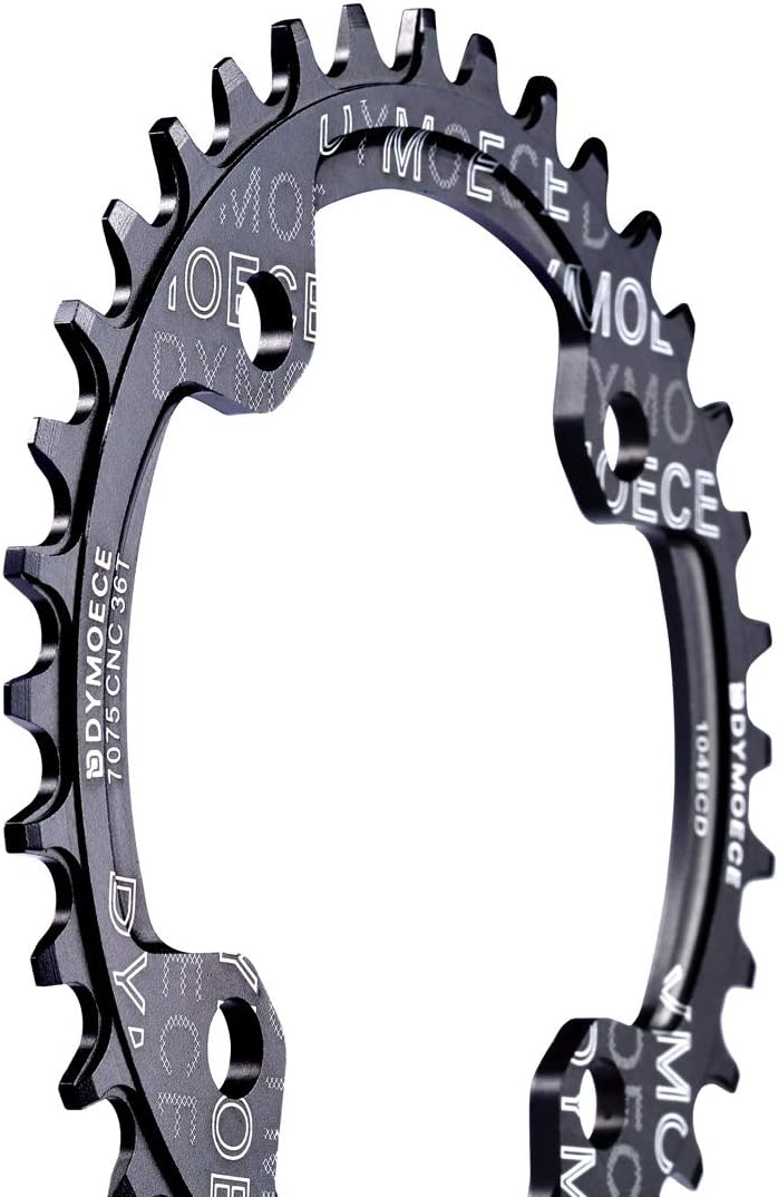 Narrow Wide Bike Single Chainring 104BCD 32T 34T 36T 38T for 9 10 11 Speed Round,Black/Red-Compatible with Most of Shimano and Sram Cranksets