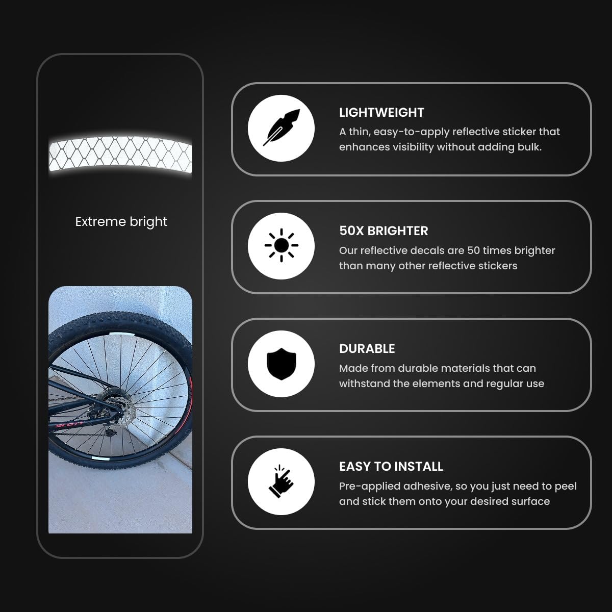 330 Reflective Stickers for Hard Surfaces Oval 5 Pack - Bicycle Frame, Helmet, Stroller, Scooter, Pedals - 5 Sheets - 3.5 x 5.5 Inch Sheet - 150 Retro Reflective Stickers 330 Candle Power