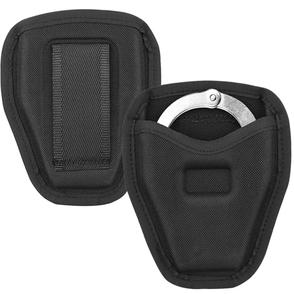 Handcuff Case for Duty Belt, Open Top Handcuff Holder Holster for Duty Belt Police Law Enforcement, Durable Wear-Resistant Nylon Case for Police Security Accessory for Standard Chain&Hinge Handcuff