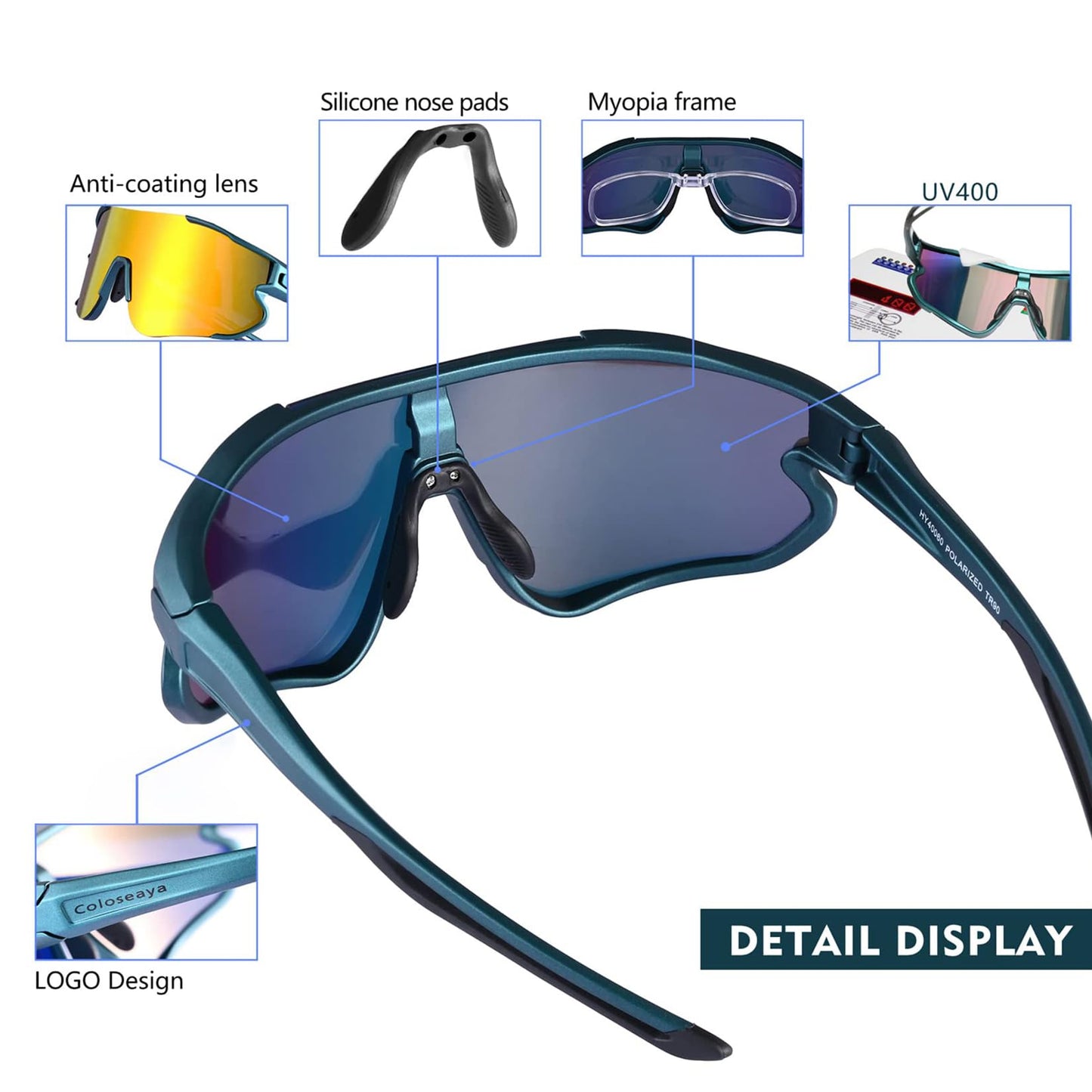 GREENTREEN Polarized Sport Sunglasses for Men Women: Cycling Glasses UV400 Protection - Lightweight Sun Glasses for Running Fishing Baseball