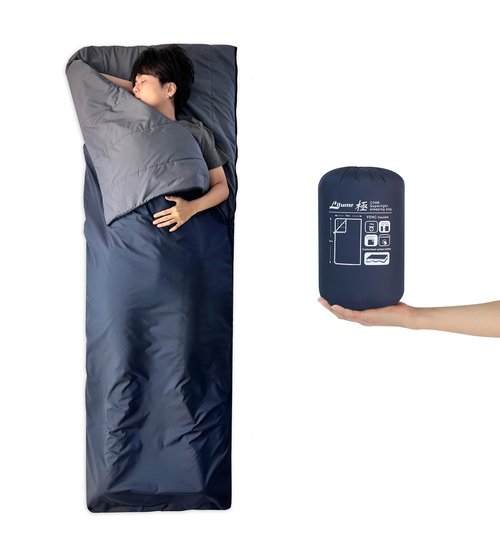 Litume 1.6 lbs/ 720g, 68°F-50°F Sleeping Bag, Combinable Lightweight Packable Portable for Adults, Double Sleeping Bag, for Backpacking, Camping, Travel, Family, with Stuff Sack (C068 Dark Blue)