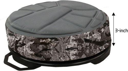 Hawk Memory Foam Bucket Top Seat - Silent Lightweight Comfortable Swiveling Portable Camo Chair for Camping, Hunting, Fishing | Easily Mounts to 2.5-7 Gallons Bucket