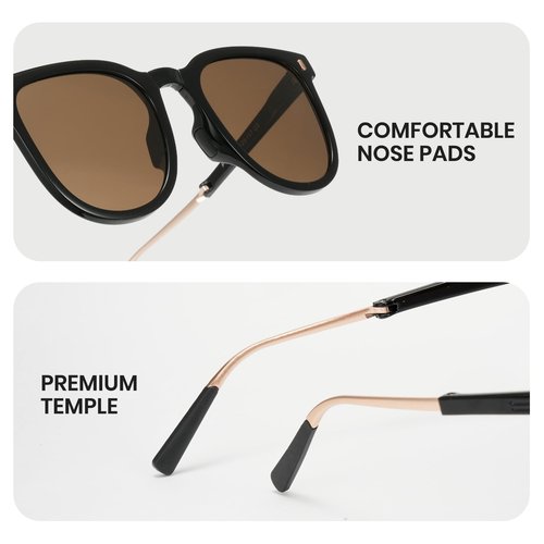 Cyxus Folding Sunglasses for Women Men UV400 Protection Ultralight Foldable Sunglasses For Driving Golf Black Brown P1576