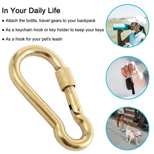 PROND Locking Carabiners, Heavy Duty Carabiner, 316 Stainless Steel Screw Lock Carabiner Hooks, 2.7inch