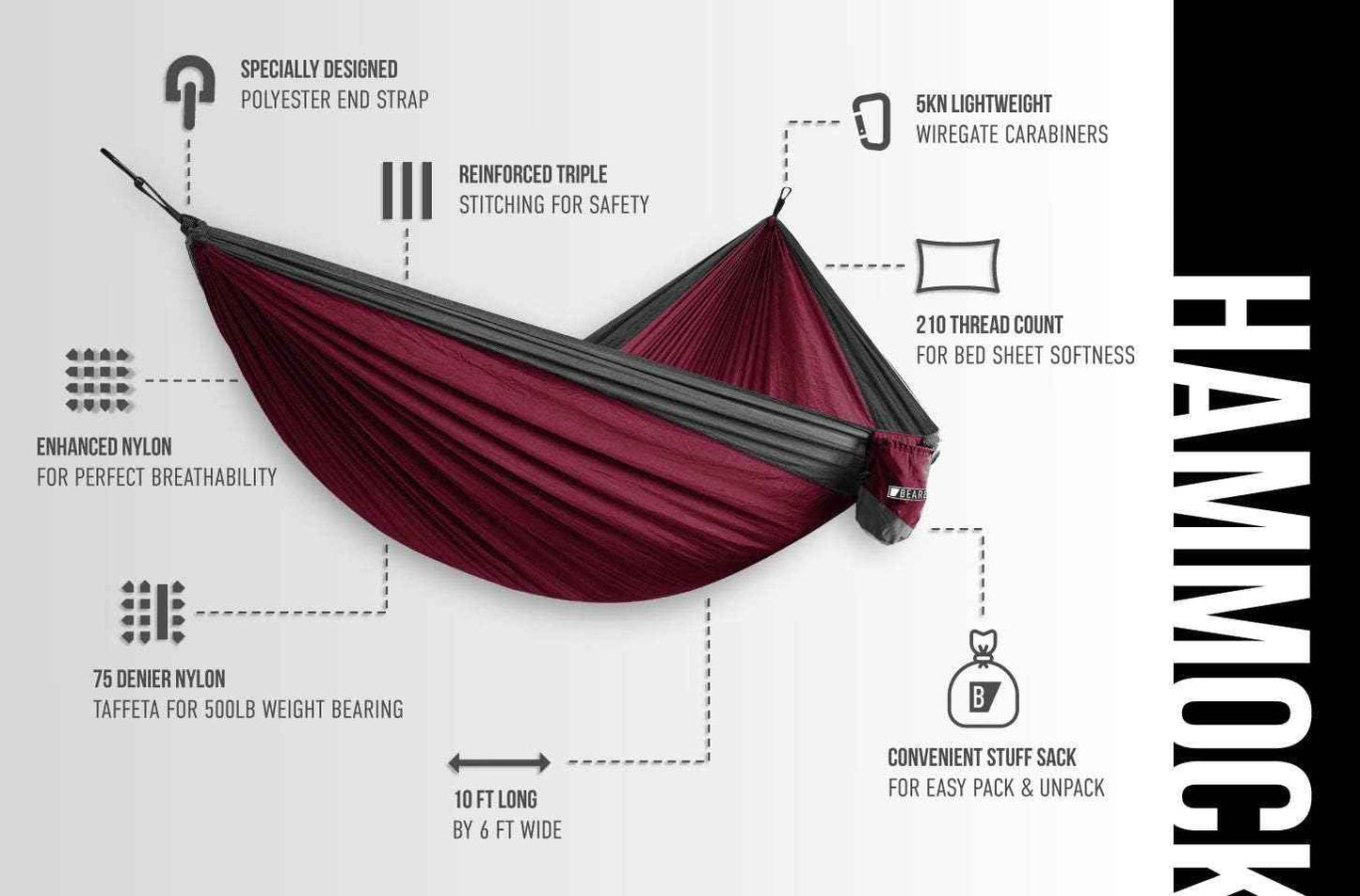 Premium Double Hammock with Tree Straps - Durable, Portable & Comfortable