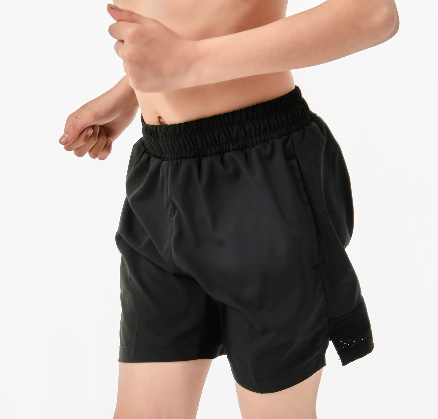 IRELIA 2 Pack Boys Box Brief Liner Compression Zipper Pocket Shorts Kids Quick Dry Sports Shorts Reflective Strip BB 10-12 Black/Black